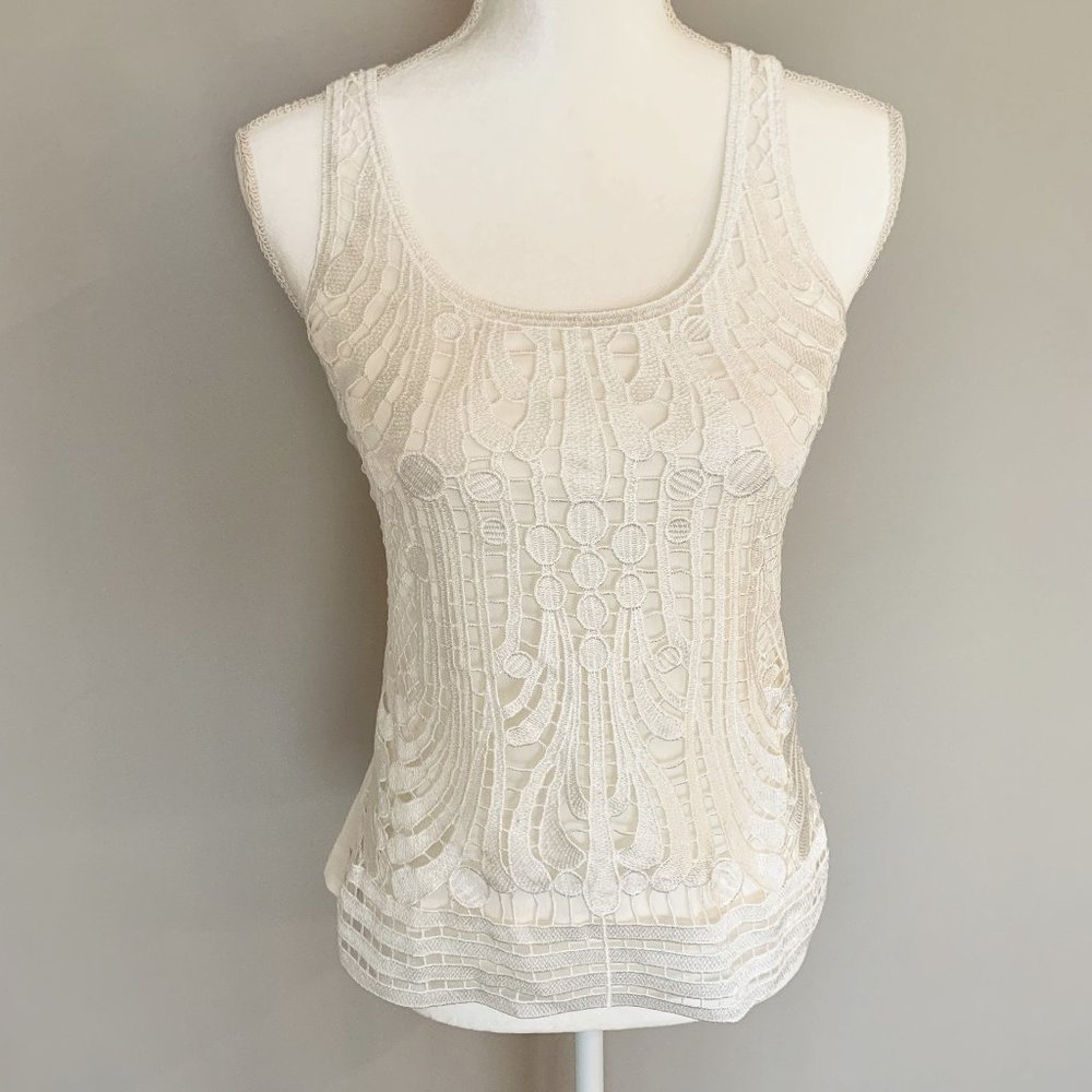 Express White Lace Crochet Blousy Tank